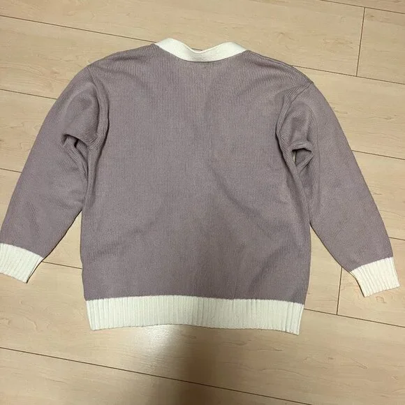 Aritzia Sunday Best Ellis Varsity Cardigan Sweater Sz M Pink - Picture 2 of 11